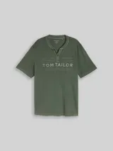 TOM TAILOR Herren Plus Size - Henley T-Shirt im Used-Look, grün, Uni – Bild 3