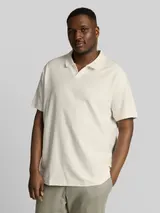 TOM TAILOR Herren Plus Size - Poloshirt mit Ottoman-Struktur, braun, Uni – Bild 4
