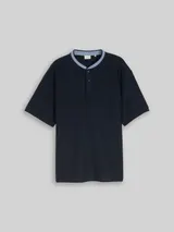 TOM TAILOR Herren Plus Size - Poloshirt mit Stehkragen, blau, Uni – Bild 3