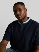 TOM TAILOR Herren Plus Size - Poloshirt mit Stehkragen, blau, Uni – Bild 6
