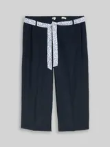 TOM TAILOR Damen Plus Size - Culotte Hose mit Leinenanteil, blau, Uni – Bild 3