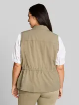 TOM TAILOR Damen Plus Size - Regular Fit Weste mit Brusttaschen, grün, Uni – Bild 5