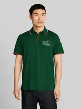 TOM TAILOR Herren Jersey Poloshirt mit Print, grün, Uni – Bild 4