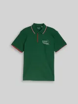 TOM TAILOR Herren Jersey Poloshirt mit Print, grün, Uni – Bild 3