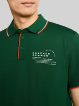 TOM TAILOR Herren Jersey Poloshirt mit Print, grün, Uni – Bild 6
