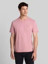 TOM TAILOR Herren T-Shirt mit Logo-Print, rosa, Uni – Bild 4