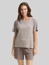 TOM TAILOR Damen Pyjama-Set mit Leo-Print, grau, Animalprint – Bild 4