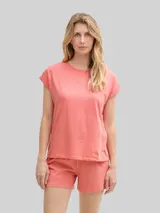 TOM TAILOR Damen Pyjama-Set mit Text-Print, rot, Print – Bild 4