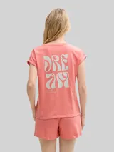 TOM TAILOR Damen Pyjama-Set mit Text-Print, rot, Print – Bild 5
