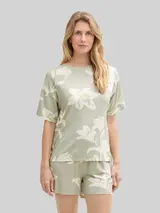 TOM TAILOR Damen Pyjama-Set mit Allover-Print, grün, Geblümt – Bild 4