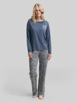 TOM TAILOR Damen Pyjama-Set mit Allover-Print, blau, Gemustert – Bild 4