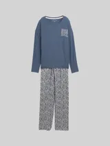 TOM TAILOR Damen Pyjama-Set mit Allover-Print, blau, Gemustert – Bild 3