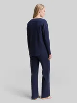 TOM TAILOR Damen Basic Pyjama-Set, blau, Uni – Bild 5