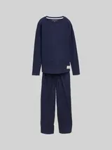 TOM TAILOR Damen Basic Pyjama-Set, blau, Uni – Bild 3