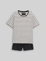 TOM TAILOR Damen Pyjama-Set mit Streifenmuster, weiß, Gestreift – Bild 3