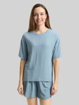 TOM TAILOR Damen Pyjama-Set, blau, Uni – Bild 4