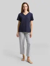 TOM TAILOR Damen Pyjama-Set, blau, Gemustert – Bild 4
