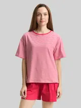 TOM TAILOR Damen Pyjama-Set mit Streifenmuster, rot, Gestreift – Bild 4