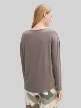 TOM TAILOR Damen Loungewear Langarmshirt, grau, Uni – Bild 5