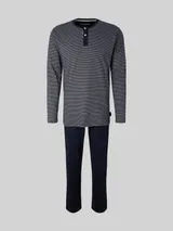 TOM TAILOR Herren Pyjama-Set aus Baumwolle, blau, Gestreift – Bild 3