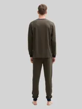 TOM TAILOR Herren Pyjama-Set mit Logo-Print und Kordelzug, grün, Gemustert – Bild 5