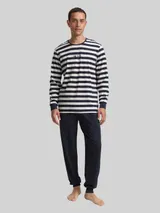 TOM TAILOR Herren Pyjama-Set mit Streifenmuster, blau, Gestreift – Bild 4