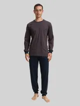 TOM TAILOR Herren Pyjama-Set mit Streifenmuster, braun, Gestreift – Bild 4