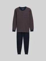 TOM TAILOR Herren Pyjama-Set mit Streifenmuster, braun, Gestreift – Bild 3