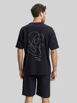 TOM TAILOR Herren Pyjama-Set, blau, Uni – Bild 5