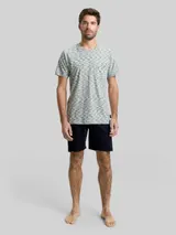 TOM TAILOR Herren Pyjama-Set mit Muster, grün, Meliert – Bild 4