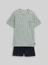 TOM TAILOR Herren Pyjama-Set mit Muster, grün, Meliert – Bild 3