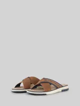 TOM TAILOR Herren Slides mit Logo-Applikation, braun, Uni – Bild 3