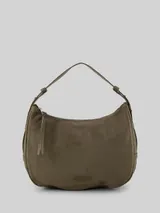 TOM TAILOR Damen TTLYSA M Schultertasche in Velourleder-Optik, grün, Uni – Bild 3