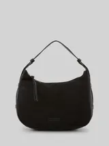 TOM TAILOR Damen TTLYSA M Schultertasche in Velourleder-Optik, schwarz, Uni – Bild 3