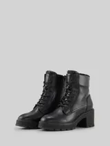 TOM TAILOR Damen Gefütterte Absatzstiefel mit Logo-Details, schwarz, Uni – Bild 3