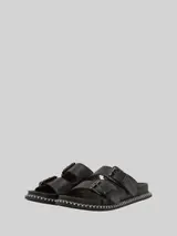 TOM TAILOR Damen Flache Sandalen mit Verschluss-Schnallen, schwarz, Uni – Bild 3