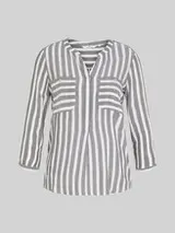 TOM TAILOR Damen Gestreifte Bluse mit Taschen, blau, Gestreift – Bild 1