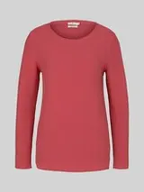 TOM TAILOR Damen Strickpullover mit Rundhalsausschnitt, rot, Uni – Bild 1
