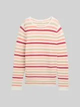 TOM TAILOR Damen Strickpullover aus Baumwolle, orange, Gemustert – Bild 1