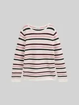 TOM TAILOR Damen Strickpullover aus Baumwolle, rosa, Gestreift – Bild 1