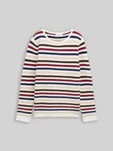 TOM TAILOR Damen Strickpullover aus Baumwolle, rot, Gestreift – Bild 1
