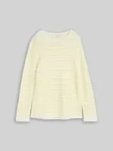 TOM TAILOR Damen Strickpullover aus Baumwolle, gelb, Gestreift – Bild 1