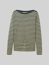 TOM TAILOR DENIM Damen Langarmshirt mit Streifenmuster, grün, Gestreift – Bild 1