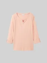 TOM TAILOR Damen Langarmshirt mit Turn-Up-Funktion, orange, Uni – Bild 1