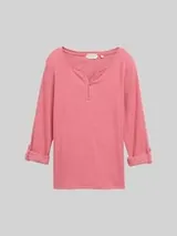 TOM TAILOR Damen Langarmshirt mit Turn-Up-Funktion, rot, Meliert – Bild 1