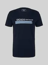 TOM TAILOR DENIM Herren T-Shirt mit Bio-Baumwolle, blau, Uni – Bild 1