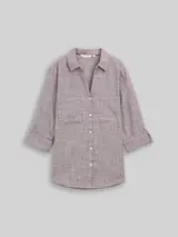 TOM TAILOR Damen Bluse mit Brusttaschen, rot, Meliert – Bild 1