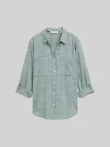 TOM TAILOR Damen Bluse mit Brusttaschen, grün, Uni – Bild 1