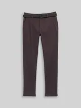 TOM TAILOR Herren TTTRAVIS SLIM Chino Hose mit Gürtel, braun, Meliert – Bild 1