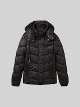TOM TAILOR Damen Pufferjacke mit recyceltem Polyester, schwarz, Uni – Bild 1